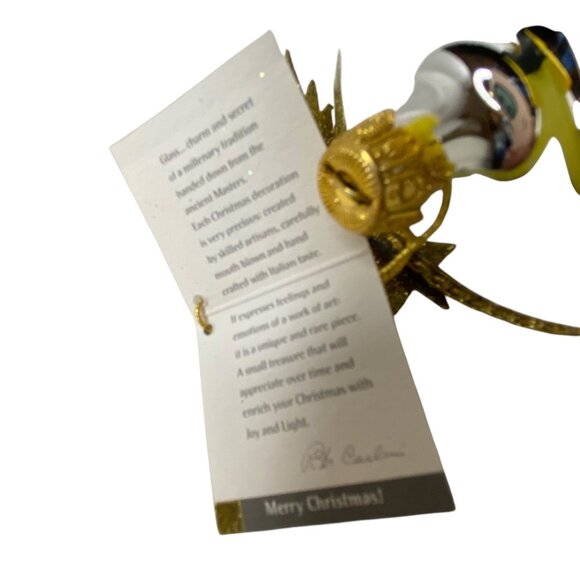 Mouth-Blown Glass Christmas Nativity Ornament  Silver Ball Gold Star Italy 5" - Picture 6 of 8